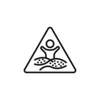 Quicksand and Mud Danger Sign icon outline collection in black vector