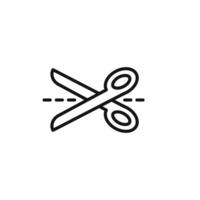 Scissors with cut lines icon outline collection in black vector