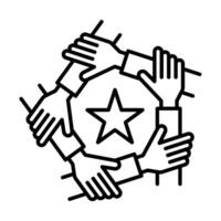 Unity and teamwork icon linear logo mark in black and white vector
