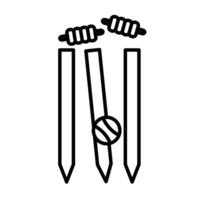 Wicket Stump icon linear logo mark in black and white vector