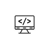 coding program icon outline collection in black vector