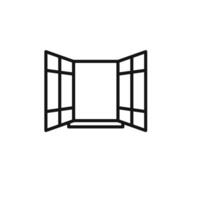 open window icon outline collection in black vector