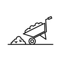 wheelbarrow unloading icon vector