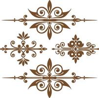 Dividers thin line elements set. Border underline for text page, book, invitation, wedding card, certificate vector
