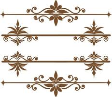 Dividers thin line elements set. Border underline for text page, book, invitation, wedding card, certificate vector