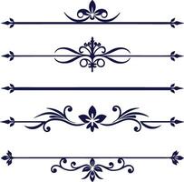 Dividers thin line elements set. Border underline for text page, book, invitation, wedding card, certificate vector