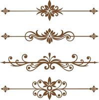 Dividers thin line elements set. Border underline for text page, book, invitation, wedding card, certificate vector