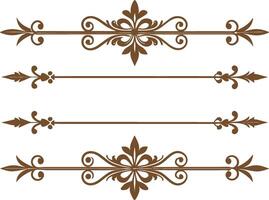 Dividers thin line elements set. Border underline for text page, book, invitation, wedding card, certificate vector