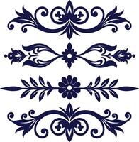 Dividers thin line elements set. Border underline for text page, book, invitation, wedding card, certificate vector