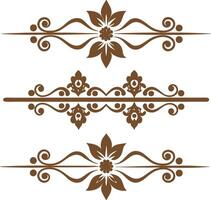 Dividers thin line elements set. Border underline for text page, book, invitation, wedding card, certificate vector