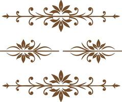 Dividers thin line elements set. Border underline for text page, book, invitation, wedding card, certificate vector