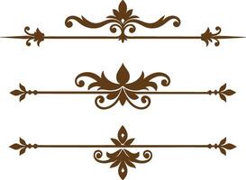 Dividers thin line elements set. Border underline for text page, book, invitation, wedding card, certificate vector