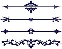 Dividers thin line elements set. Border underline for text page, book, invitation, wedding card, certificate vector