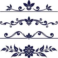Dividers thin line elements set. Border underline for text page, book, invitation, wedding card, certificate vector