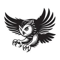 Strigiformes Outline Design - An Owl Stealthy Approach illustration in black and white vector