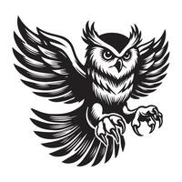 Strigiformes Outline Design - An Owl Talons Extended illustration in black and white vector