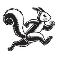 Sciuridae Outline Design - A Runner Squirrel illustration in black and white vector