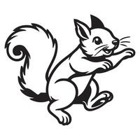 Sciuridae Outline Design - A Playful Squirrel illustration in black and white vector