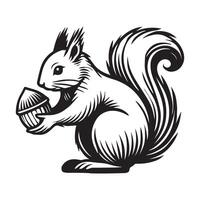 Sciuridae Outline Design - A Nut Burier Squirrel illustration in black and white vector