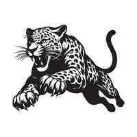 Leopard Clipart - A Lethal Leap Leopard illustration in black and white vector