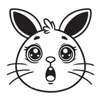 Bunny Head Clipart - Rabbit Face logo - Rabbit illustration in black and white vector