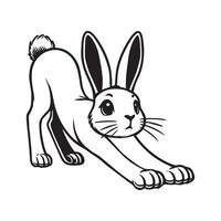 Bunny Outline Clipart - A Curious Stretch Rabbit illustration in black and white vector