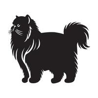 Persian cat silhouette - Persian logo - Cat Clipart illustration in black and white vector