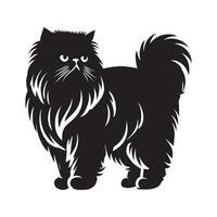 Persian cat silhouette - Persian logo - Cat Clipart illustration in black and white vector