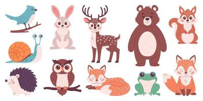A set of animals. Woodland characters. cartoon set of objects for your design vector