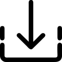 arrow down to line black fill icon vector