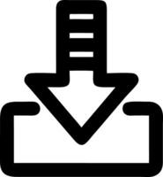 arrow down to line black fill icon vector