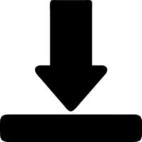 arrow down to line black fill icon vector