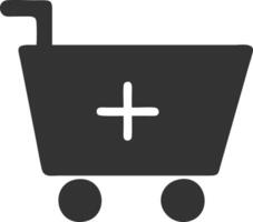 cart plus black fill icon vector