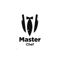 two knife with fish tuxedo custom for chef logo vector