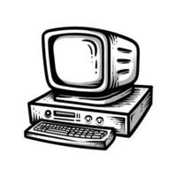 Old computer vintage style art line vector