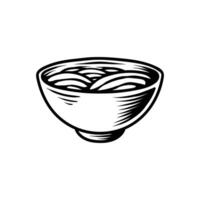 Bowl of noodles on a white background. illustration in sketch style. vector