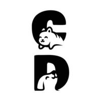 Isolated fun initial design logo of cat and dog with simple modern style vector