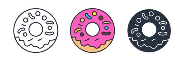 donut with icing and sprinkles Icon symbol illustration isolated on white background vector