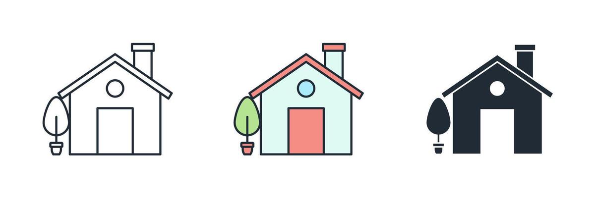 House building Icon symbol illustration isolated on white background