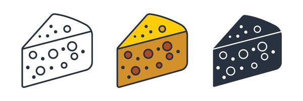wedge of cheese with holes Icon symbol illustration isolated on white background vector