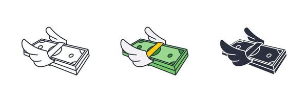 Money with wings Icon symbol illustration isolated on white background vector