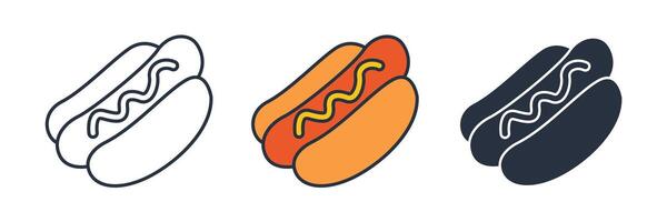 hot dog in a bun with mustard Icon symbol illustration isolated on white background vector