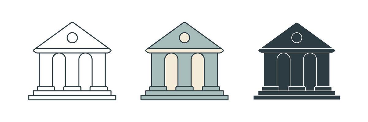 Courthouse building Icon symbol illustration isolated on white background