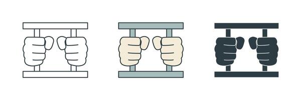 Hands holding prison Icon symbol illustration isolated on white background vector