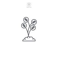 Investment, flower with dollar sign Icon theme symbol illustration isolated on white background vector