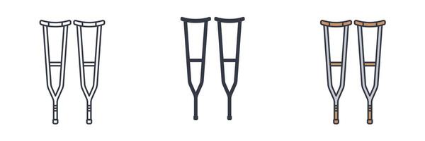 Crutches Icon symbol illustration isolated on white background vector