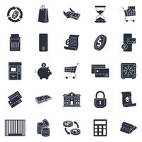 payment icons set, Included icons as ATM Machine, Calculator, Credit Card, Hourglass and more symbols collection, logo isolated illustration vector
