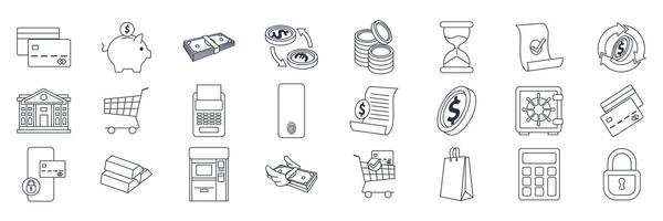payment icons set, Included icons as ATM Machine, Calculator, Credit Card, Hourglass and more symbols collection, logo isolated illustration vector