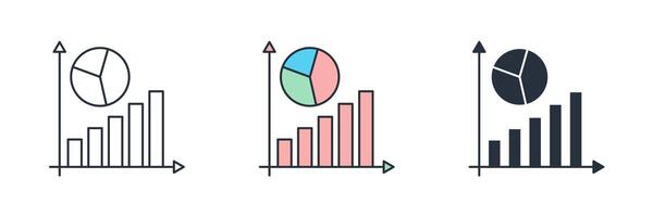 Graphs and charts Icon. Business Financial theme symbol illustration isolated on white background vector