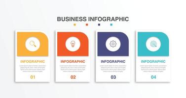 Infographic label design template with icons and 4 options or steps. Can be used for process diagram, presentations, workflow layout, banner, flow chart, info graph. vector